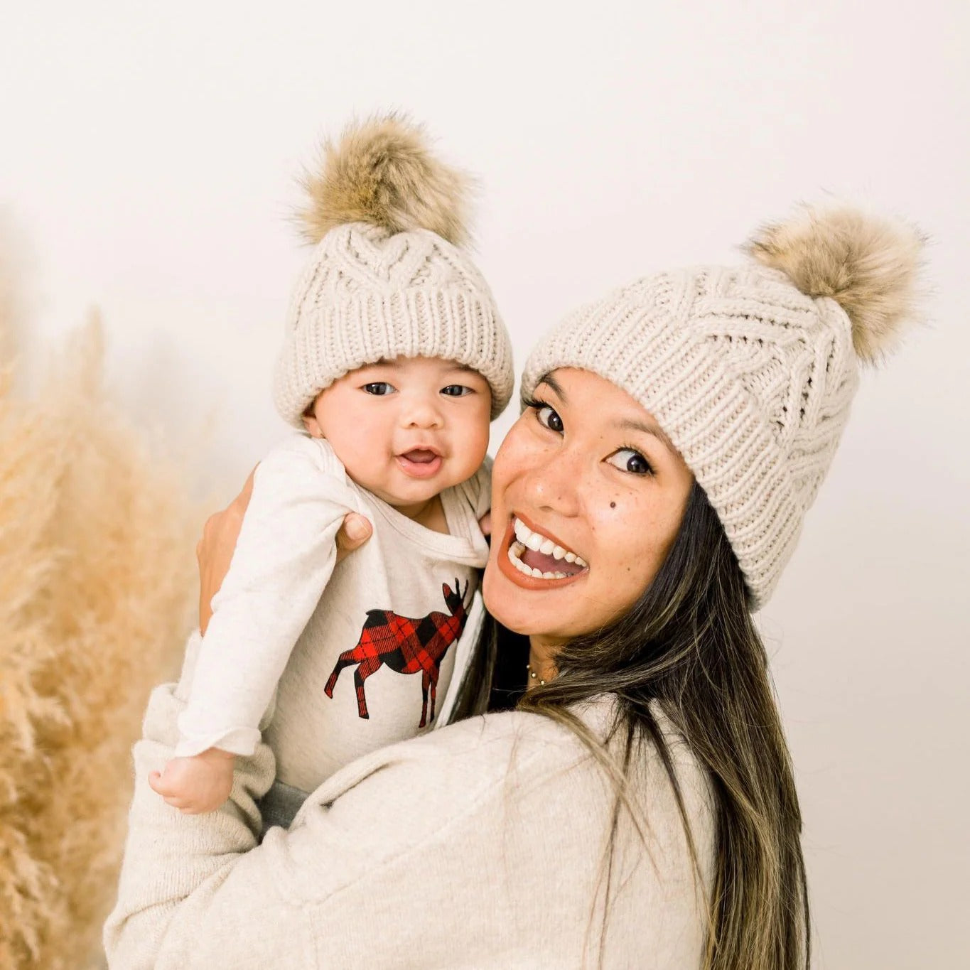 Single Pom Pom Cap set (Mother & Baby)