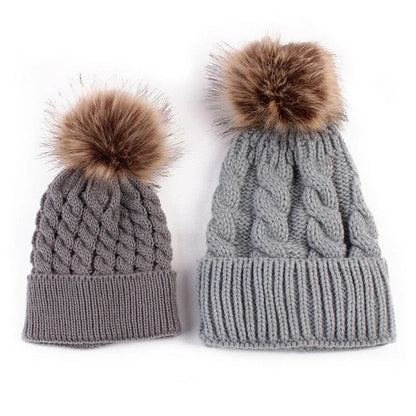 Single Pom Pom Cap set (Mother & Baby)