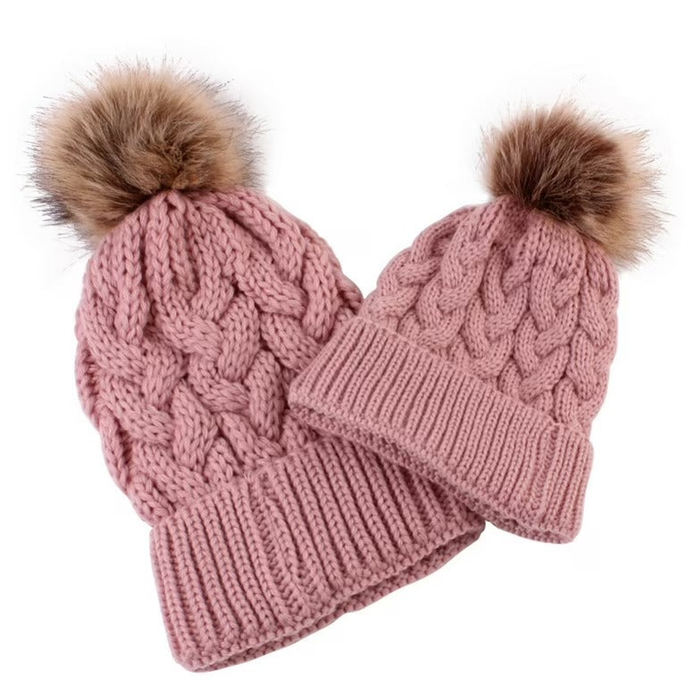 Single Pom Pom Cap set (Mother & Baby)