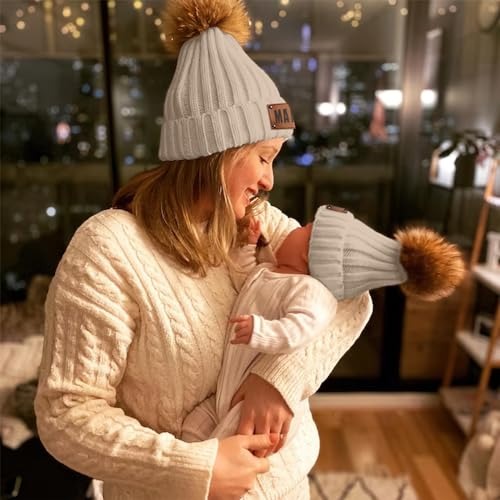 Single Pom Pom Cap set (Mother & Baby)