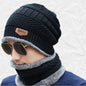 Beanie Cap Neck Warmer Beanie Full Set-2 Piece Black