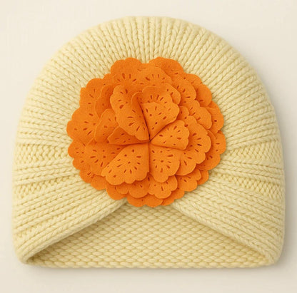 Baby Turban Knitted Woolen Cap Flower