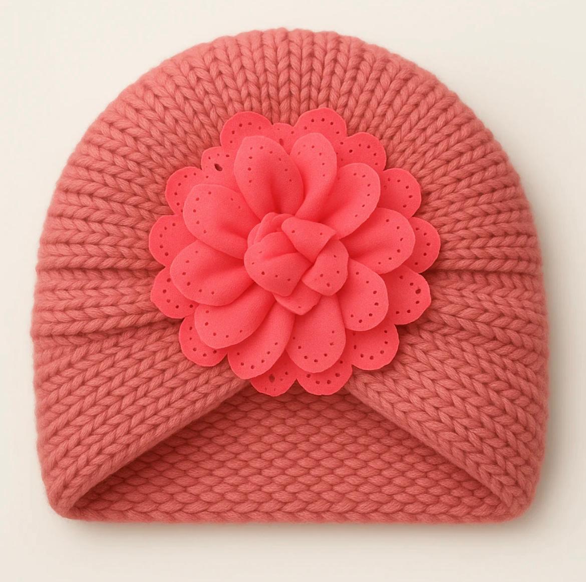Baby Turban Knitted Woolen Cap Flower