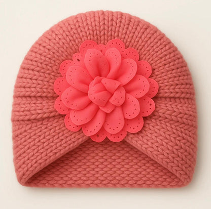 Baby Turban Knitted Woolen Cap Flower