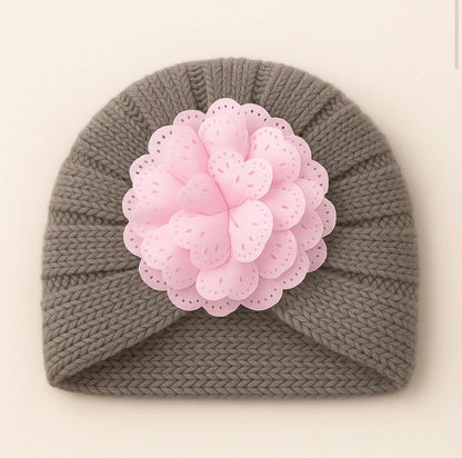 Baby Turban Knitted Woolen Cap Flower