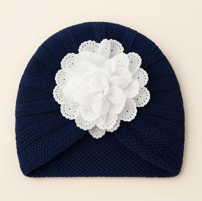 Baby Turban Knitted Woolen Cap Flower