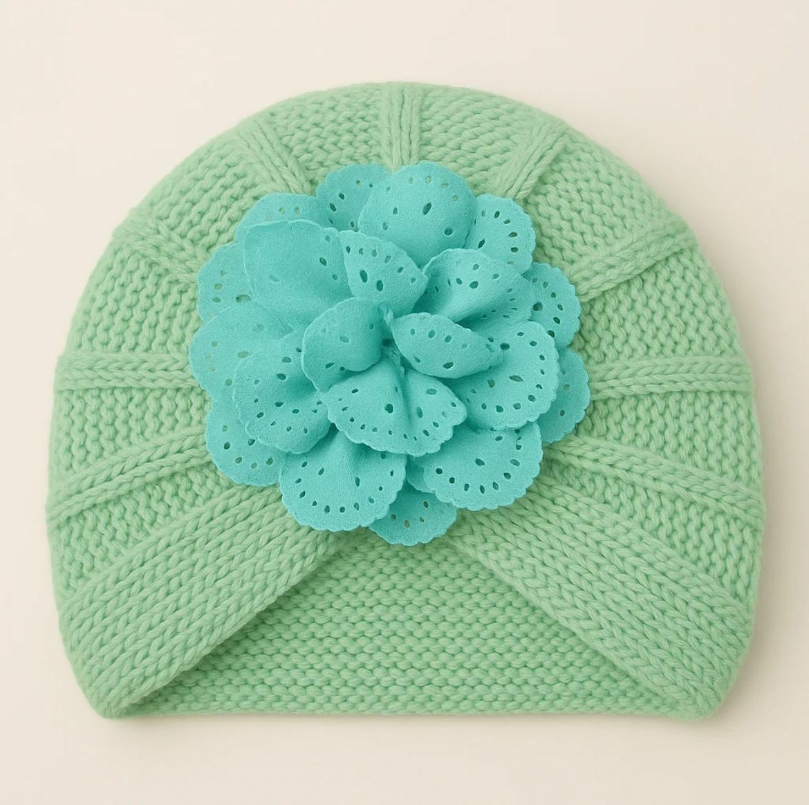 Baby Turban Knitted Woolen Cap Flower