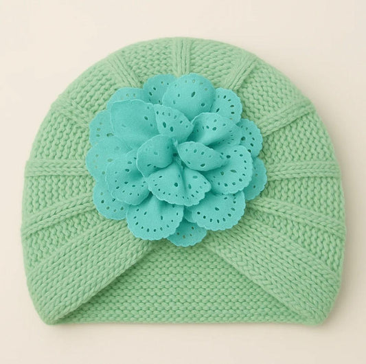 Baby Turban Knitted Woolen Cap Flower