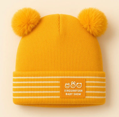 Baby Woolen Pom Pom Cap Yellow - Sunshine