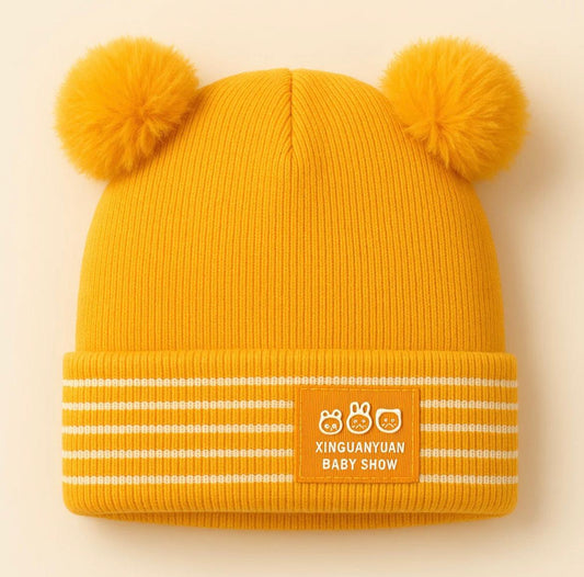 Baby Woolen Pom Pom Cap Yellow - Sunshine