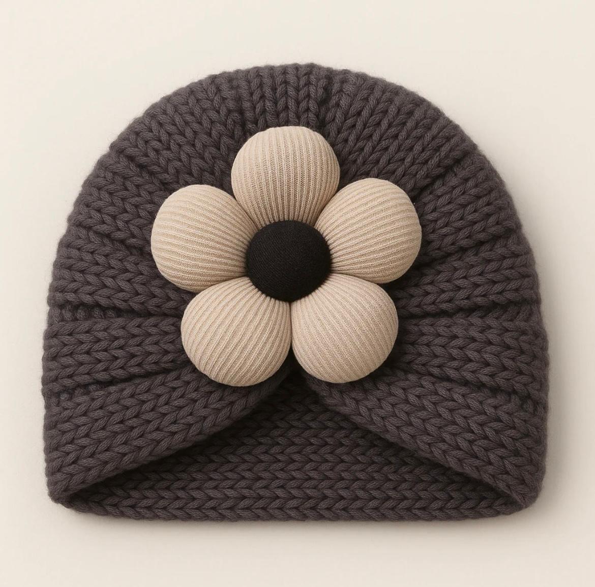 Baby Woolen Turban Cap Flower