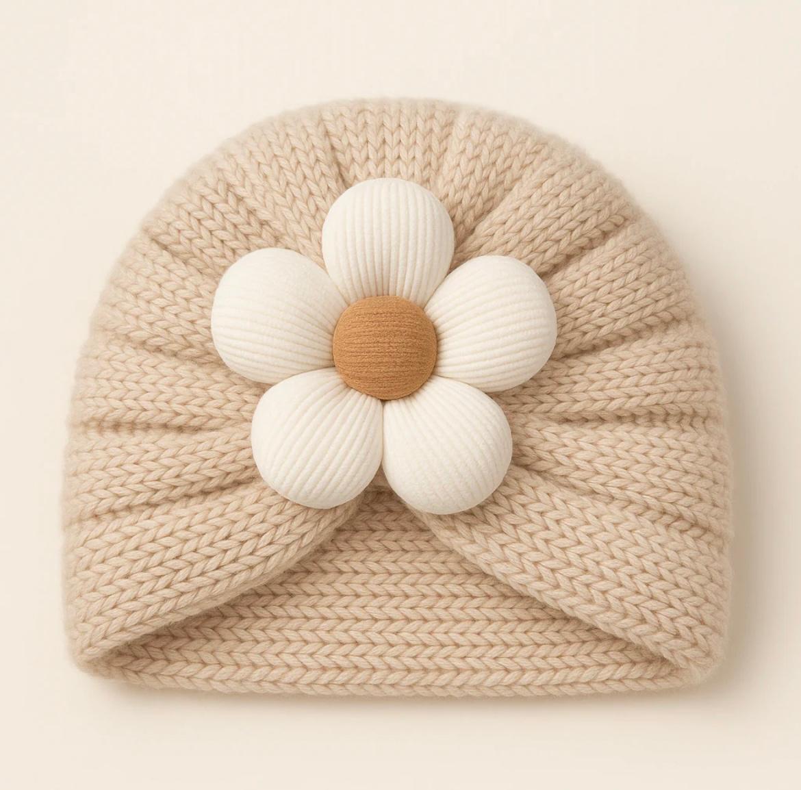 Baby Woolen Turban Cap Flower