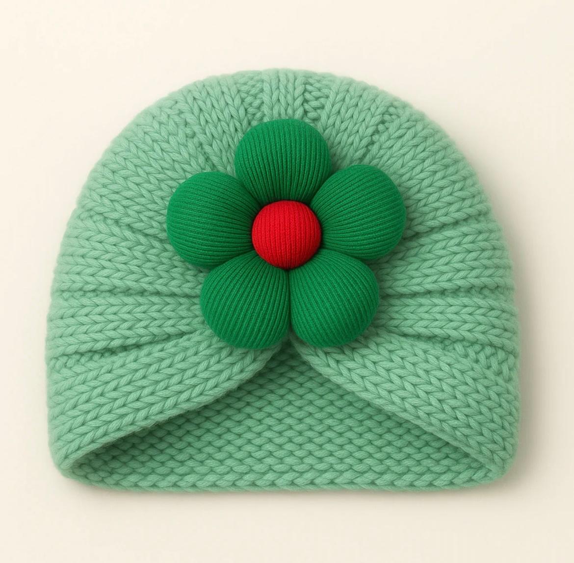 Baby Woolen Turban Cap Flower