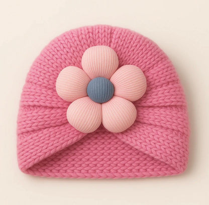 Baby Woolen Turban Cap Flower