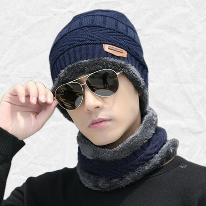 Beanie Cap Neck Warmer Beanie Full Set-2 Piece Black
